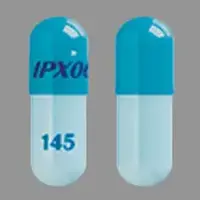 Rytary (Carbidopa and levodopa [ kar-bi-doe-pa-and-lee-voe-doe-pa ])-IPX066 145-carbidopa 36.25 mg / levodopa 145 mg-Blue-Capsule-shape