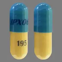 Rytary (Carbidopa and levodopa [ kar-bi-doe-pa-and-lee-voe-doe-pa ])-IPX066 195-carbidopa 48.75 mg / levodopa 195 mg-Blue & Yellow-Capsule-shape