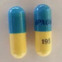 Rytary (Carbidopa and levodopa [ kar-bi-doe-pa-and-lee-voe-doe-pa ])-IPX066 195-carbidopa 48.75 mg / levodopa 195 mg-Blue & Yellow-Capsule-shape