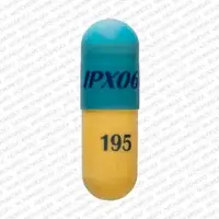 Rytary (Carbidopa and levodopa [ kar-bi-doe-pa-and-lee-voe-doe-pa ])-IPX066 195-carbidopa 48.75 mg / levodopa 195 mg-Blue & Yellow-Capsule-shape