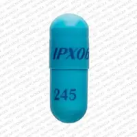 Rytary (Carbidopa and levodopa [ kar-bi-doe-pa-and-lee-voe-doe-pa ])-IPX066 245-carbidopa 61.25 mg / levodopa 245 mg-Blue-Capsule-shape