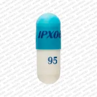 Rytary (Carbidopa and levodopa [ kar-bi-doe-pa-and-lee-voe-doe-pa ])-IPX066 95-carbidopa 23.75 mg / levodopa 95 mg-Blue & White-Capsule-shape