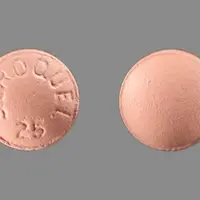 Seroquel (Quetiapine [ kwe-tye-a-peen ])-SEROQUEL 25-25 mg-Orange-Round