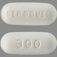 Seroquel (Quetiapine [ kwe-tye-a-peen ])-SEROQUEL 300-300 mg-White-Capsule-shape