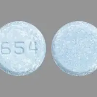 Sinemet (Carbidopa and levodopa [ kar-bi-doe-pa-and-lee-voe-doe-pa ])-654-25 mg / 250 mg-Blue-Round