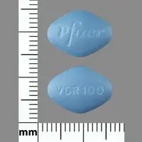 Viagra (Sildenafil (oral) [ sil-den-a-fil ])-Pfizer VGR 100-100 mg-Blue-Four-sided