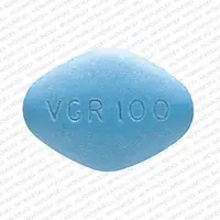 Viagra (Sildenafil (oral) [ sil-den-a-fil ])-Pfizer VGR 100-100 mg-Blue-Four-sided