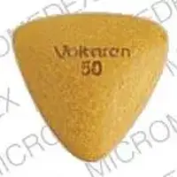 Voltaren (Diclofenac [ dye-kloe-fen-ak ])-Voltaren 50-50 MG-Gold-Three-sided