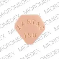 Zantac (Ranitidine [ ra-ni-ti-deen ])-Glaxo ZANTAC 150-150 mg-Orange-Five-sided