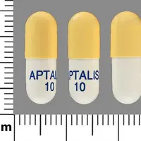 Zenpep (Pancrelipase [ pan-kre-lye-pace ])-APTALIS 10-pancrelipase (10,000 units lipase, 32,000 units protease, 42,000 units amylase)-White & Yellow-Capsule-shape