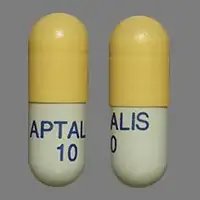 Zenpep (Pancrelipase [ pan-kre-lye-pace ])-APTALIS 10-pancrelipase (10,000 units lipase, 32,000 units protease, 42,000 units amylase)-White & Yellow-Capsule-shape