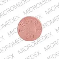 Zestril (Lisinopril [ lyse-in-oh-pril ])-ZESTRIL 20 132-20 mg-Pink-Round