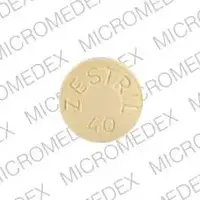 Zestril (Lisinopril [ lyse-in-oh-pril ])-ZESTRIL 40 134-40 mg-Yellow-Round