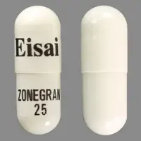 Zonegran (Zonisamide [ zoe-nis-a-mide ])-Eisai ZONEGRAN 25-25 mg-White-Capsule-shape