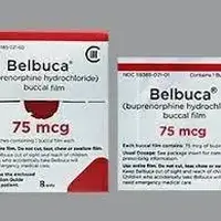 Belbuca (Buprenorphine (oral/buccal) [ bue-pre-nor-feen ])-E0-75 mcg buccal film-Yellow-Four-sided