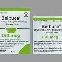 Belbuca (Buprenorphine (oral/buccal) [ bue-pre-nor-feen ])-E1-150 mcg buccal film-Yellow-Four-sided