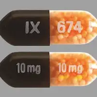 Dexedrine spansule (Dextroamphetamine [ dex-tro-am-fet-a-meen ])-IX 10 mg 674 10 mg-10 mg-Brown / Beige-Capsule-shape