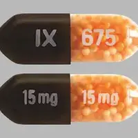 Dexedrine spansule (Dextroamphetamine [ dex-tro-am-fet-a-meen ])-IX 15 mg 675 15 mg-15 mg-Brown / Beige-Capsule-shape