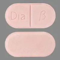 Diabeta (Glyburide [ glye-bue-ride ])-Dia B-2.5 mg-Pink-Capsule-shape