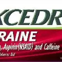 Excedrin migraine (Acetaminophen, aspirin, and caffeine [ ah-seet-a-min-oh-fen, asp-i-rin, and-kaf-een ])-E-acetaminophen 250 mg / aspirin 250 mg / caffeine 65 mg-White-Capsule-shape