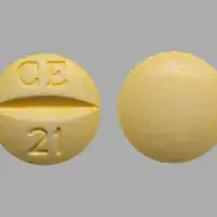 Folic acid (Folic acid [ foe-lik-as-id ])-CE 21-1 mg-Yellow-Round