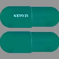 Ketoprofen (Ketoprofen [ kee-toe-proe-fen ])-KETO 25-25 mg-Green-Capsule-shape