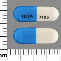 Ketoprofen (Ketoprofen [ kee-toe-proe-fen ])-TEVA 3195-75 mg-Blue & White-Capsule-shape