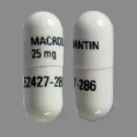 Macrodantin (Nitrofurantoin [ nye-troe-fue-ran-toin ])-MACRODANTIN 25 mg 52427-286-25 mg-White-Capsule-shape