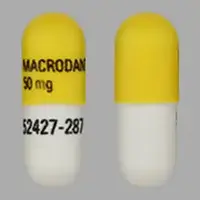 Macrodantin (Nitrofurantoin [ nye-troe-fue-ran-toin ])-MACRODANTIN 50 mg 52427-287-50 mg-Yellow & White-Capsule-shape