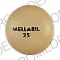 Mellaril (Thioridazine [ thye-oh-rid-a-zeen ])-MELLARIL 25-25 MG-Brown-Round