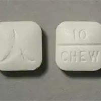 Methylin (Methylphenidate (oral) [ meth-il-fen-i-date ])-10 CHEW Logo-10 mg-White-Four-sided