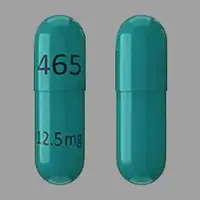 Mydayis (Amphetamine and dextroamphetamine mixed salts)-SHIRE 465 12.5 mg-12.5 mg-Green-Capsule-shape