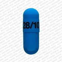 Namzaric (Donepezil and memantine [ doe-nep-e-zil-and-mem-an-teen ])-FL 28/10-donepezil hydrochloride 10 mg / memantine hydrochloride 28 mg-Blue-Capsule-shape