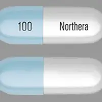 Northera (Droxidopa [ drox-i-dop-a ])-Northera 100-100 mg-Blue & White-Capsule-shape