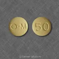 Nucynta (Tapentadol [ ta-pen-ta-dol ])-O-M 50-tapentadol 50 mg-Yellow-Round