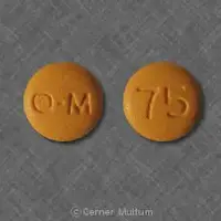 Nucynta (Tapentadol [ ta-pen-ta-dol ])-O-M 75-tapentadol 75 mg-Orange-Round