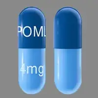 Pomalyst (Pomalidomide [ pom-a-lid-oh-mide ])-POML 4 mg-4 mg-Blue-Capsule-shape