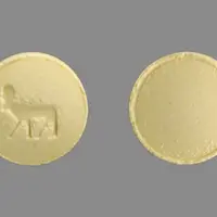 Prandin (Repaglinide (oral) [ re-pag-li-nide ])-Bull Logo-1 mg-Yellow-Round