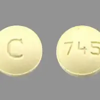 Prandin (Repaglinide (oral) [ re-pag-li-nide ])-C 745-1 mg-Yellow-Round