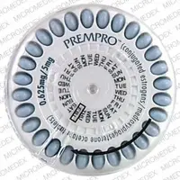 Prempro (Conjugated estrogens and medroxyprogesterone [ kon-joo-gay-ted-es-troe-jenz-and-me-dox-ee-proe-jes-ter-one ])-W 0.625/5-0.625 mg / 5 mg-Blue-Oval