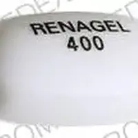 Renagel (Sevelamer [ se-vel-a-mer ])-RENAGEL 400-400 mg-White-Oval