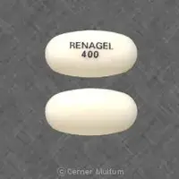 Renagel (Sevelamer [ se-vel-a-mer ])-RENAGEL 400-400 mg-White-Oval