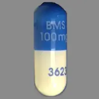 Reyataz (Atazanavir [ a-ta-zan-a-vir ])-BMS 100 mg 3623-100 mg-Blue & White-Capsule-shape