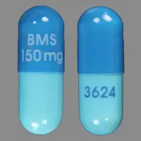 Reyataz (Atazanavir [ a-ta-zan-a-vir ])-BMS 150 mg 3624-150 mg-Blue-Capsule-shape