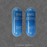 Reyataz (Atazanavir [ a-ta-zan-a-vir ])-BMS 200 mg 3631-200 mg-Blue-Capsule-shape