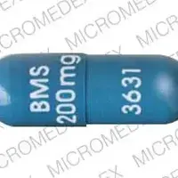 Reyataz (Atazanavir [ a-ta-zan-a-vir ])-BMS 200 mg 3631-200 mg-Blue-Capsule-shape