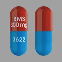 Reyataz (Atazanavir [ a-ta-zan-a-vir ])-BMS 300 mg 3622-300 mg-Red / Blue-Capsule-shape