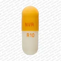 Ritalin la (Methylphenidate (oral) [ meth-il-fen-i-date ])-NVR R10-10 mg-White / Brown-Capsule-shape