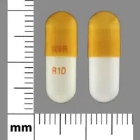 Ritalin la (Methylphenidate (oral) [ meth-il-fen-i-date ])-NVR R10-10 mg-White / Brown-Capsule-shape