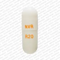 Ritalin la (Methylphenidate (oral) [ meth-il-fen-i-date ])-NVR R20-20 mg-White-Capsule-shape